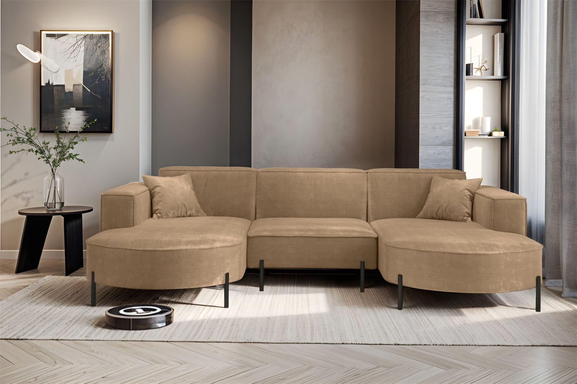 wohnli-moebel-suche-800001000813-1 WOHNLANDSCHAFT Valencia Textil Fun Möbel Möbel > Sofas & Couches > Wohnlandschaften > Wohnlandschaften U-Form Braun