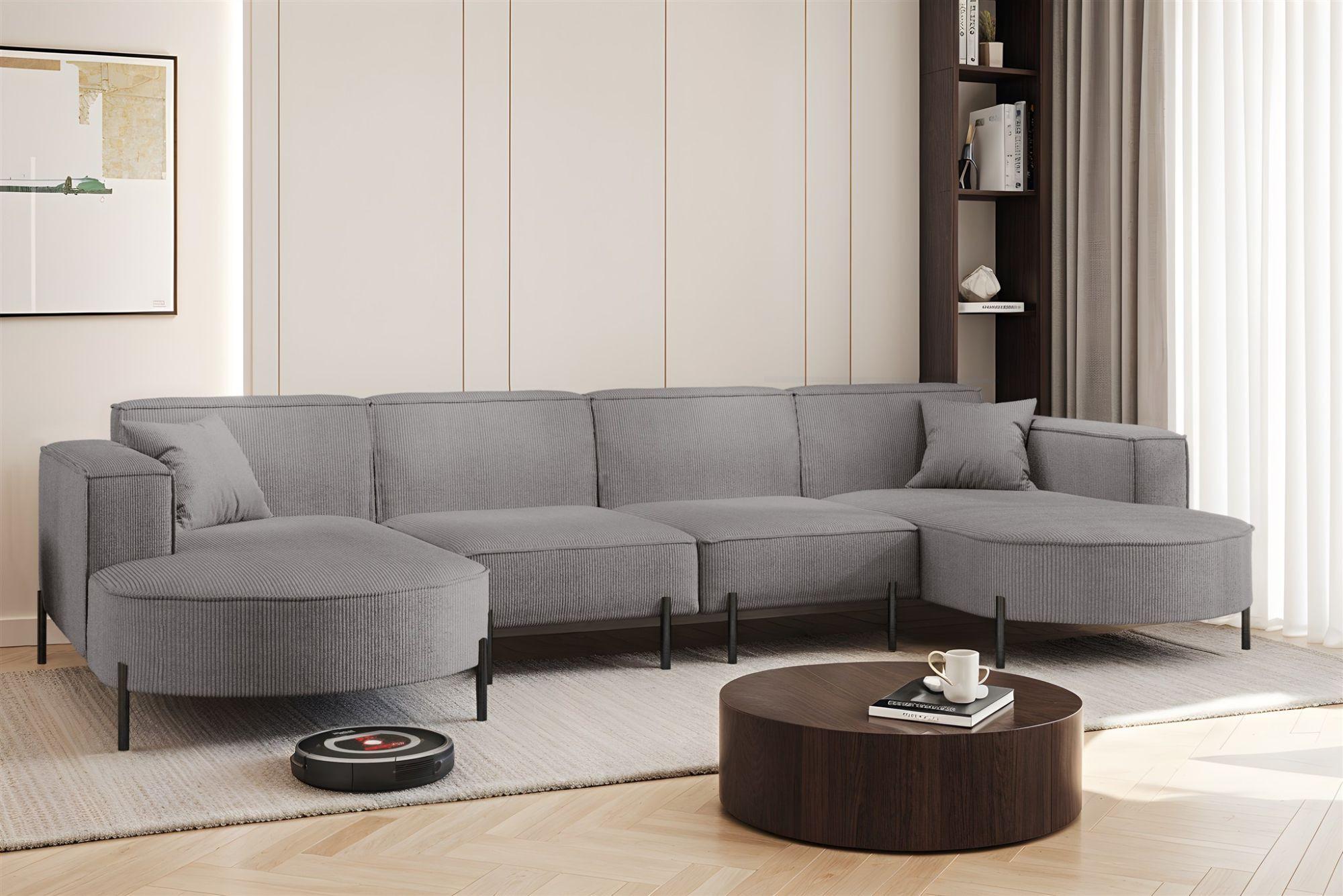 WOHNLANDSCHAFT Valencia Xl Textil Fun Möbel Möbel > Sofas & Couches > Wohnlandschaften > Wohnlandschaften U-Form Grau