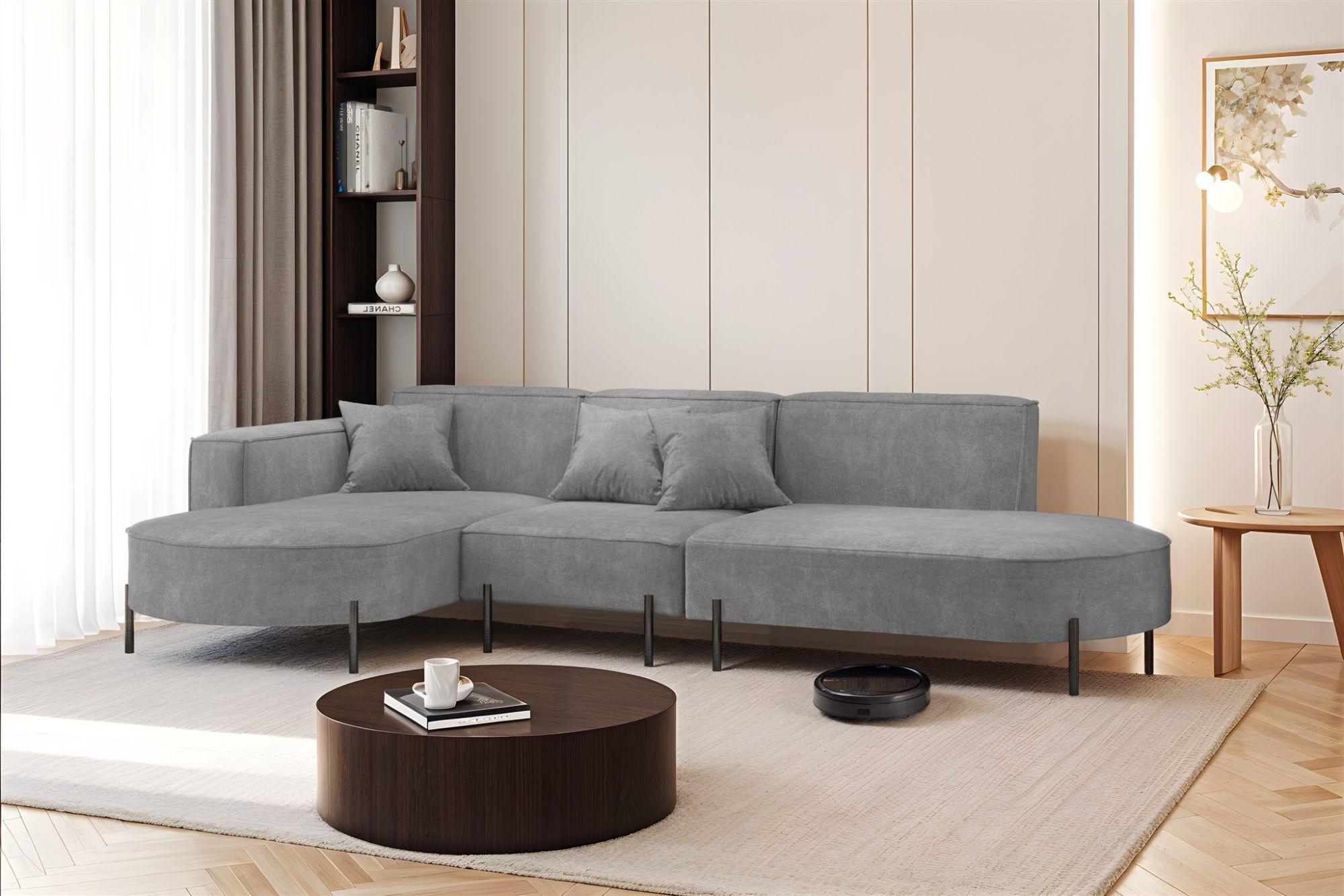 wohnli-moebel-suche-800001000835-1 ECKSOFA Valencia Textil Fun Möbel Möbel > Sofas & Couches > Wohnlandschaften > Ecksofas Grau