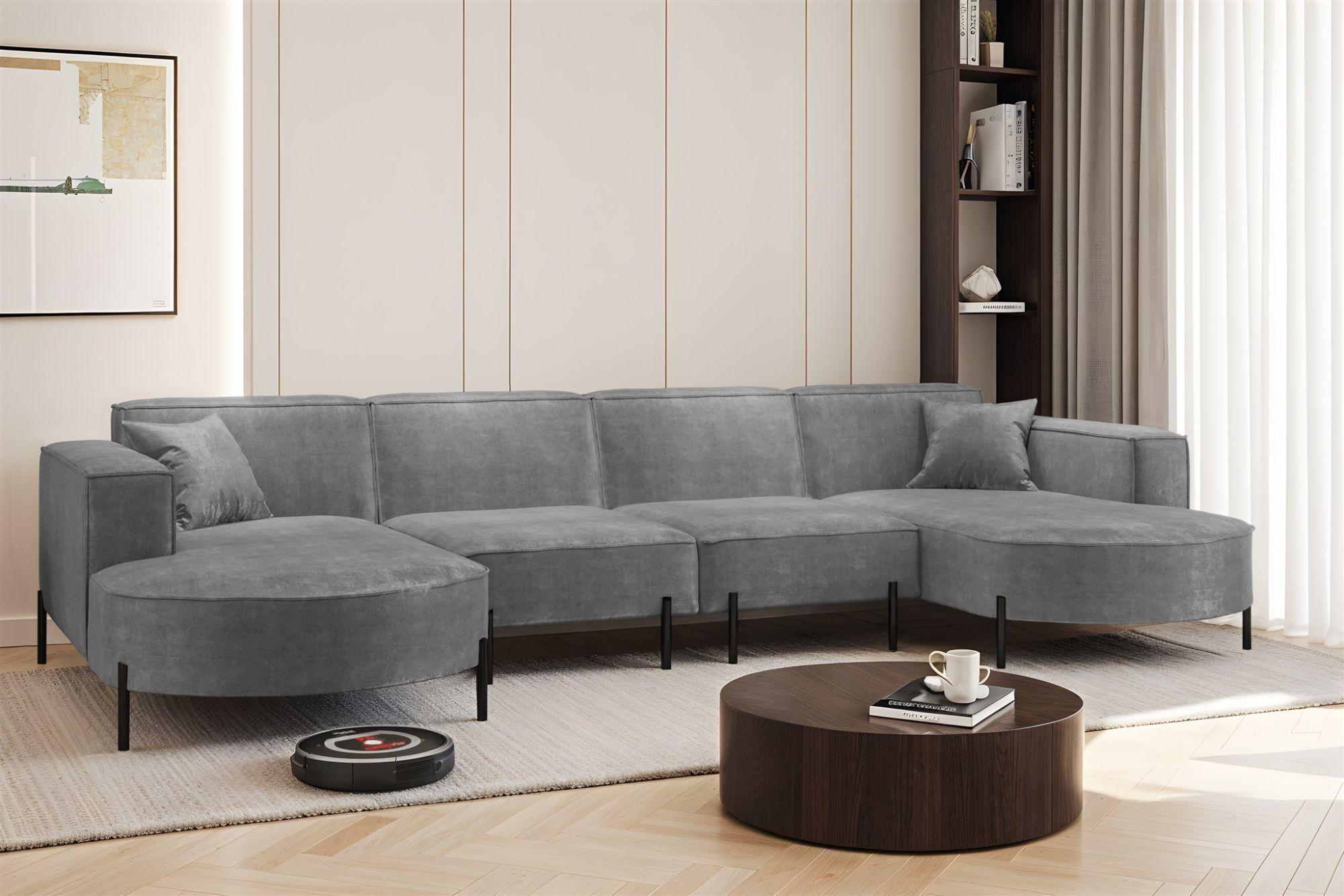 wohnli-moebel-suche-800001000877-1 WOHNLANDSCHAFT Valencia Xl Textil Fun Möbel Möbel > Sofas & Couches > Wohnlandschaften > Wohnlandschaften U-Form Grau