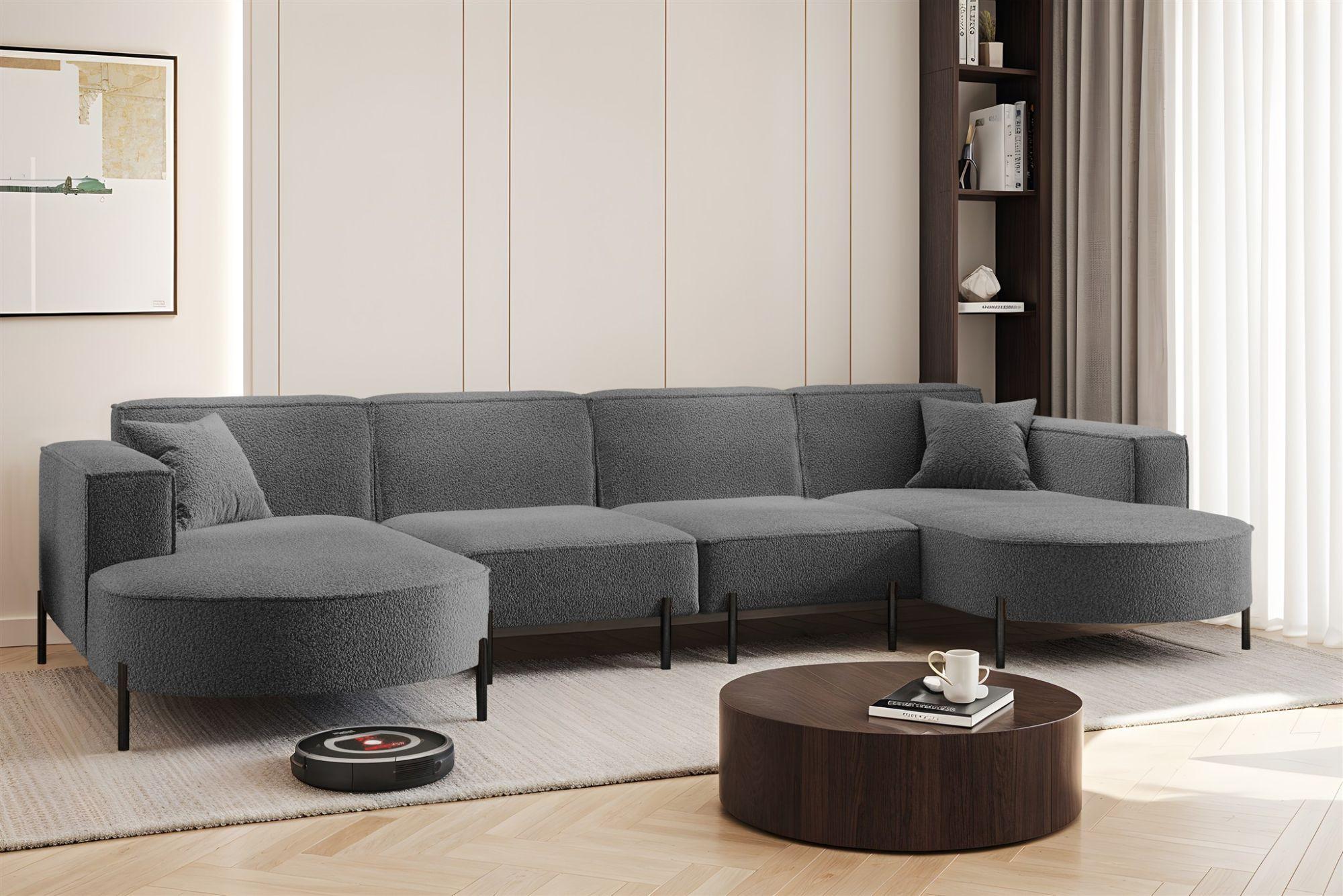 wohnli-moebel-suche-800001000918-1 WOHNLANDSCHAFT Valencia Xl Textil Fun Möbel Möbel > Sofas & Couches > Wohnlandschaften > Wohnlandschaften U-Form Grau