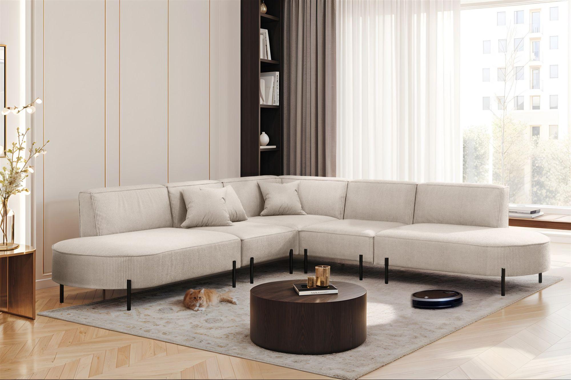 ECKSOFA Valencia Textil Fun Möbel Möbel > Sofas & Couches > Wohnlandschaften > Ecksofas Beige