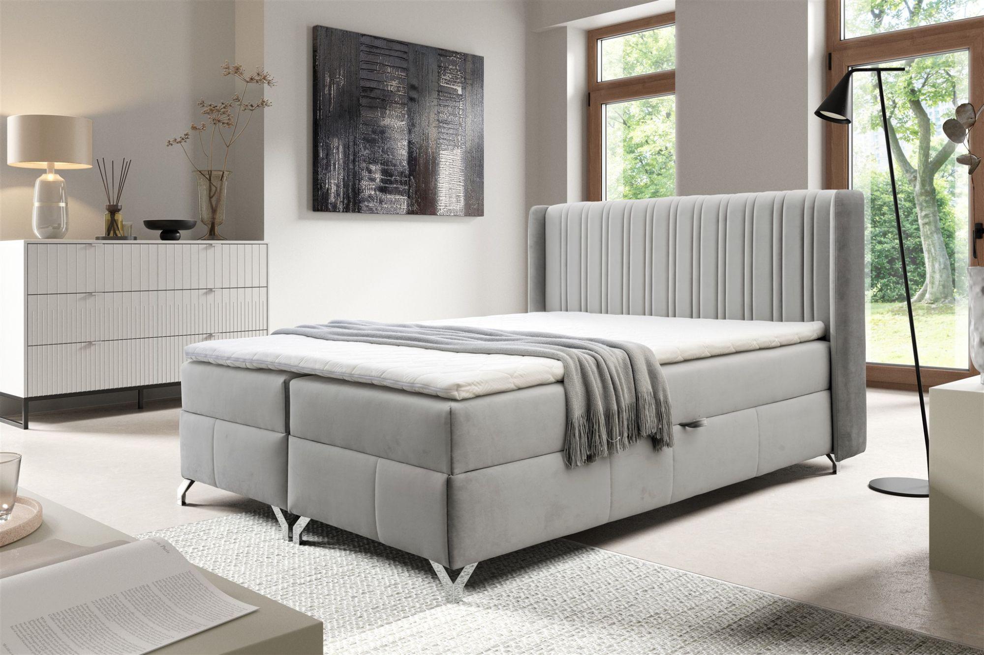 BOXBETT Damien Textil Fun Möbel Möbel > Betten > Boxspringbetten Grau