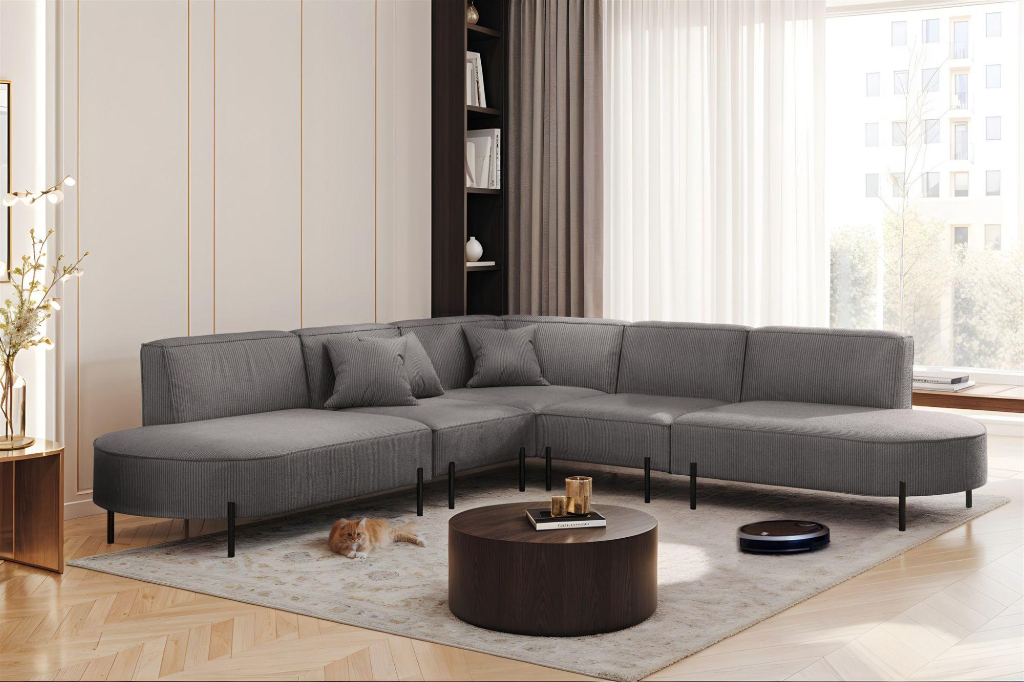 wohnli-moebel-suche-800001000959-1 ECKSOFA Valencia Textil Fun Möbel Möbel > Sofas & Couches > Wohnlandschaften > Ecksofas Grau