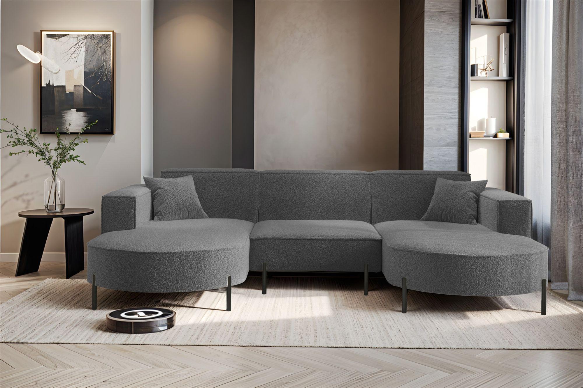 wohnli-moebel-suche-800001001004-1 WOHNLANDSCHAFT Valencia Textil Fun Möbel Möbel > Sofas & Couches > Wohnlandschaften > Wohnlandschaften U-Form Grau