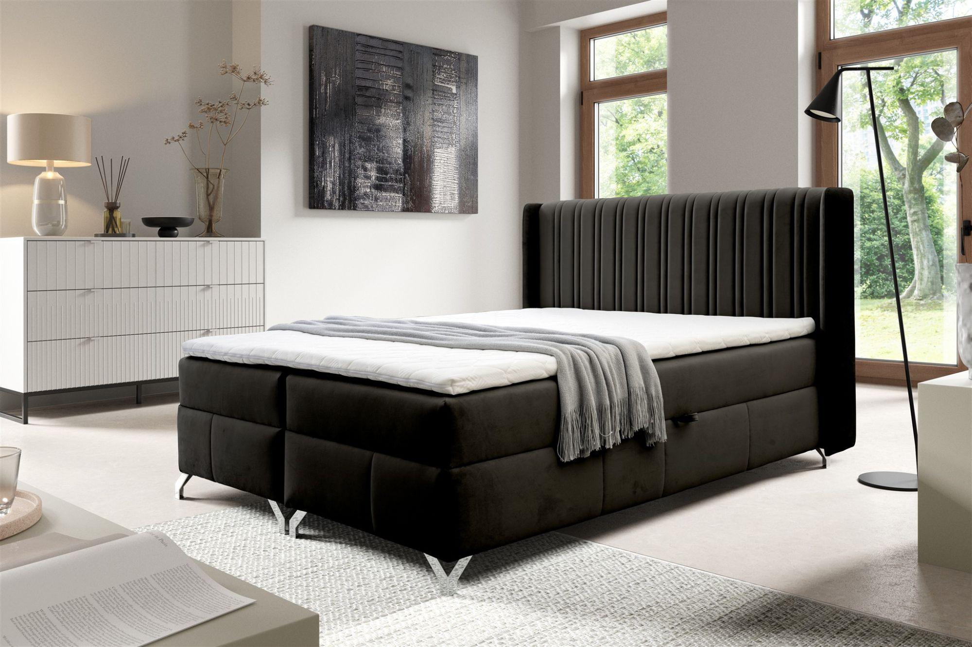 BOXBETT Damien Textil Fun Möbel Möbel > Betten > Boxspringbetten Schwarz