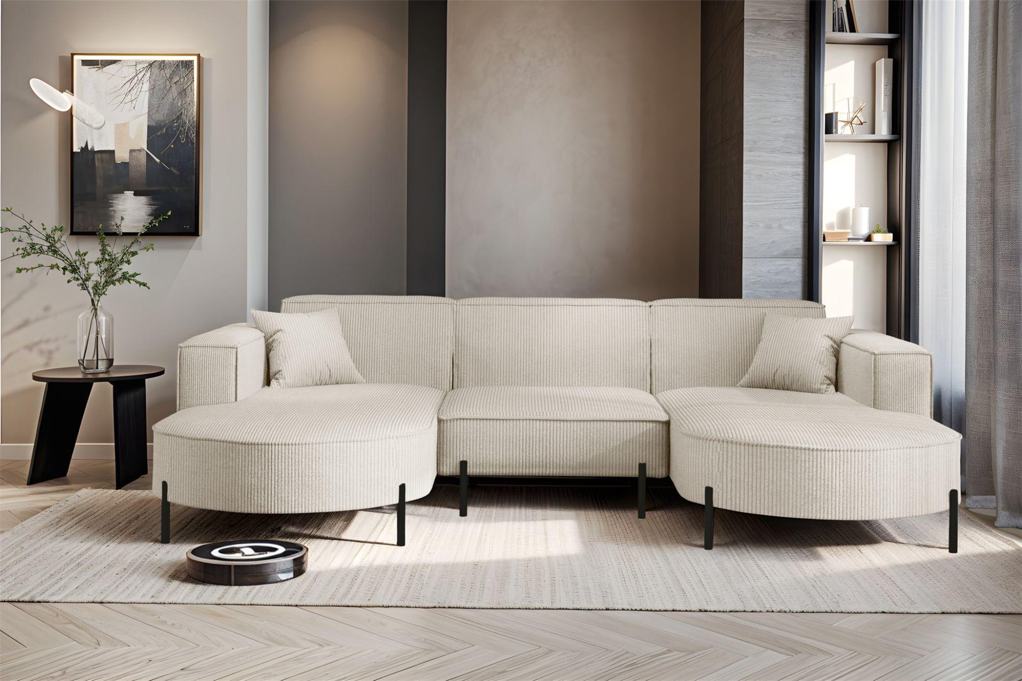 WOHNLANDSCHAFT Valencia Textil Fun Möbel Möbel > Sofas & Couches > Wohnlandschaften > Wohnlandschaften U-Form Beige