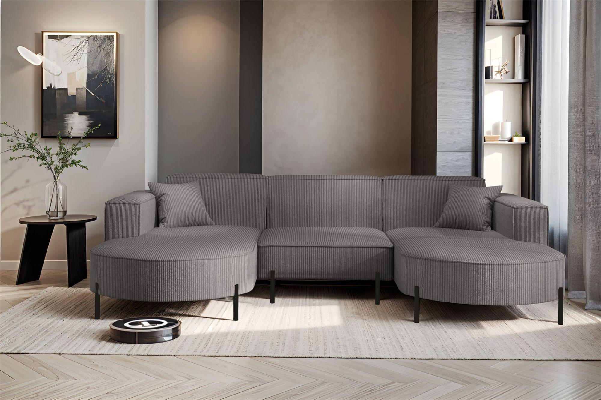 wohnli-moebel-suche-800001001144-1 WOHNLANDSCHAFT Valencia Textil Fun Möbel Möbel > Sofas & Couches > Wohnlandschaften > Wohnlandschaften U-Form Grau