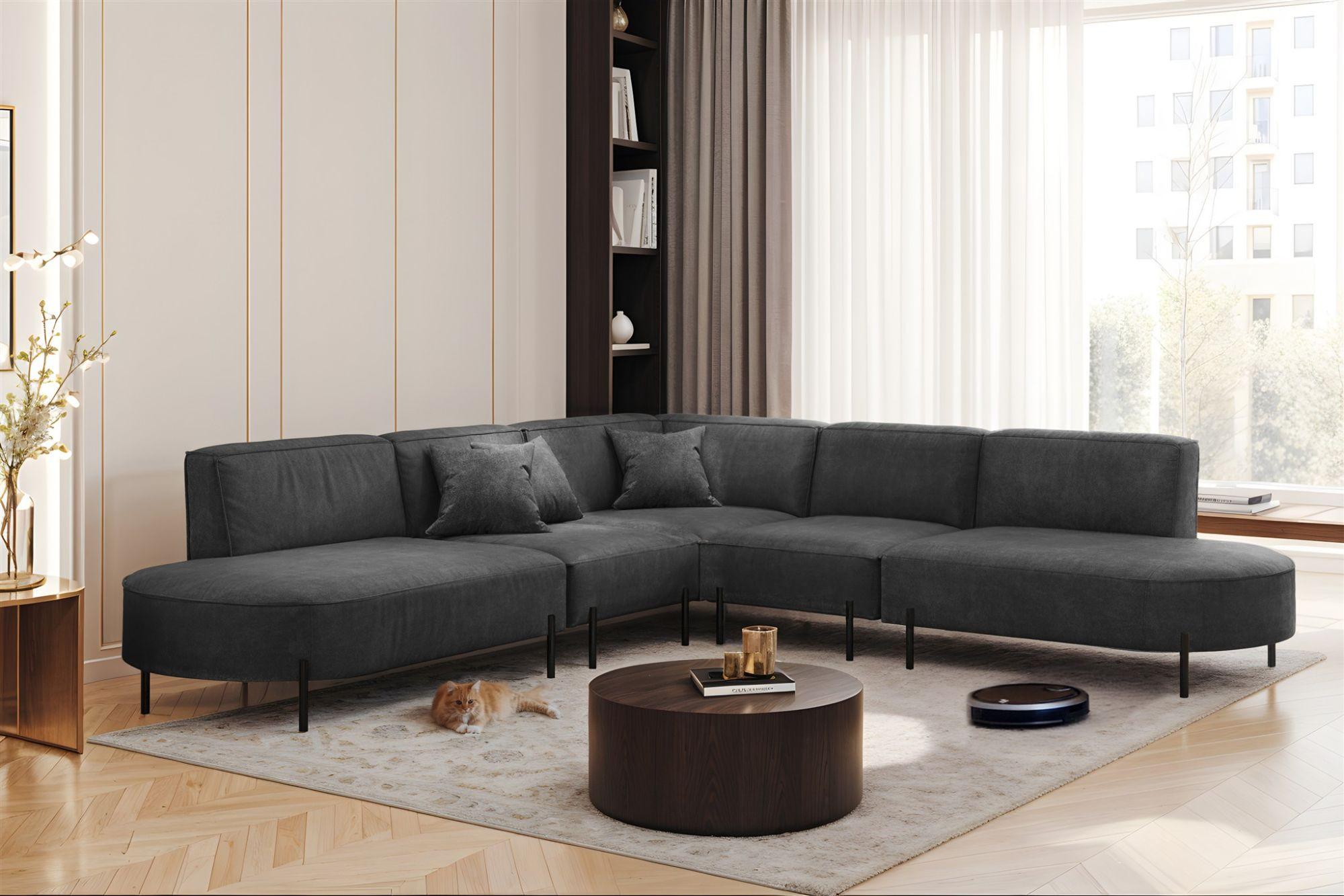 wohnli-moebel-suche-800001001261-1 ECKSOFA Valencia Textil Fun Möbel Möbel > Sofas & Couches > Wohnlandschaften > Ecksofas Anthrazit