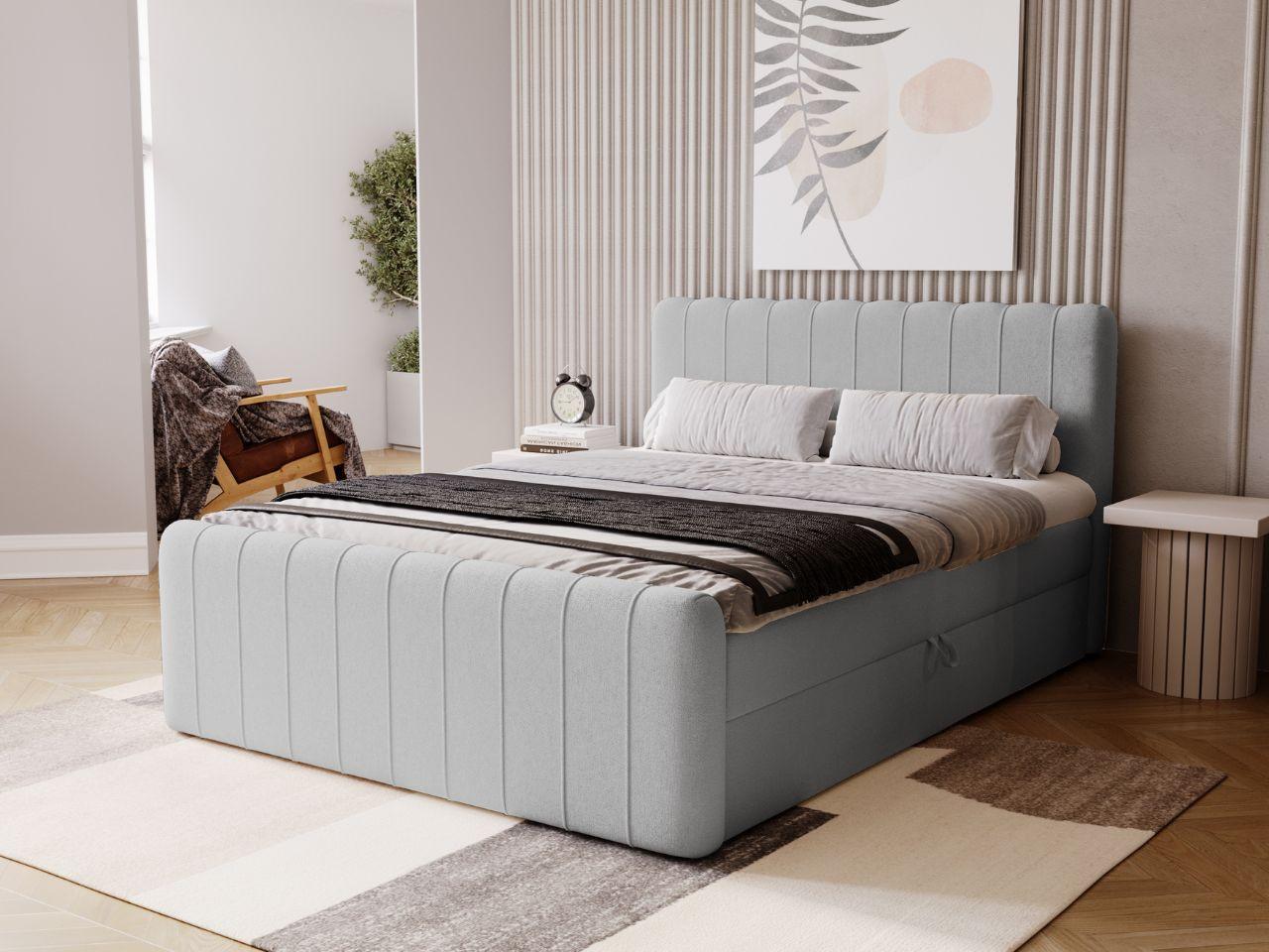 wohnli-moebel-suche-800001001728-1 BOXBETT Osteno 140x200 Grau Textil Graingold Möbel > Betten > Boxspringbetten Grau