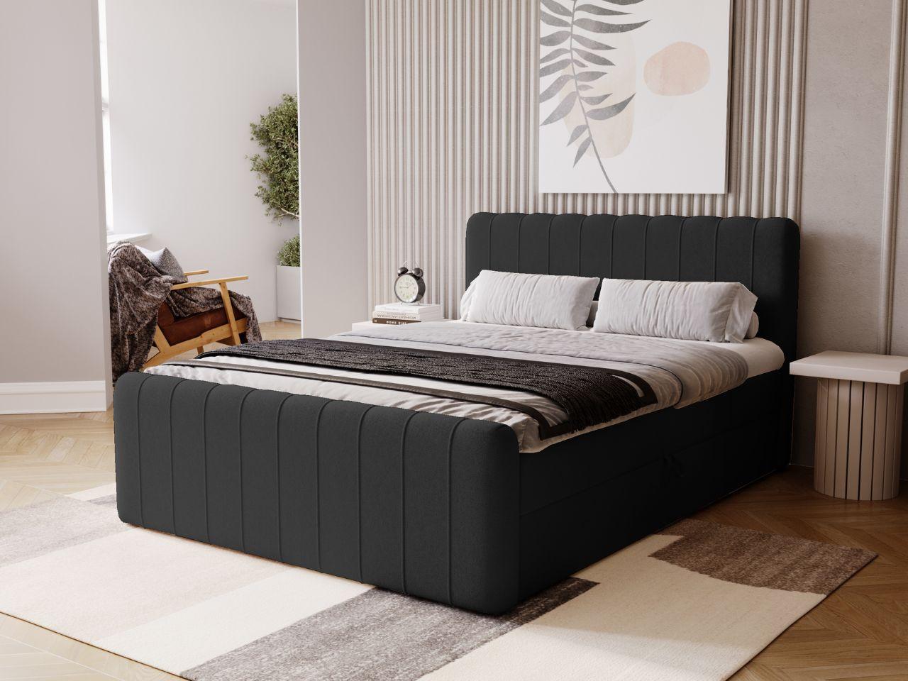 wohnli-moebel-suche-800001001735-1 BOXBETT Osteno 140x200 Schwarz Textil Graingold Möbel > Betten > Boxspringbetten Schwarz