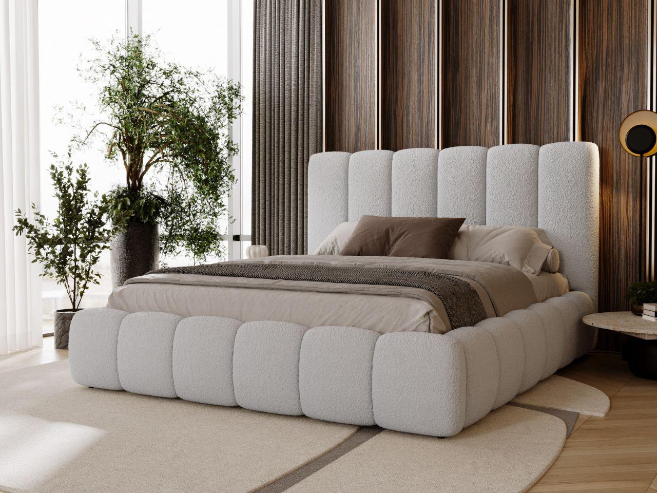 wohnli-moebel-suche-800001002352-1 POLSTERBETT Imperial 120x200 Bouclé-Stoff Hellgrau Textil Graingold Möbel > Betten > Polsterbetten Grau