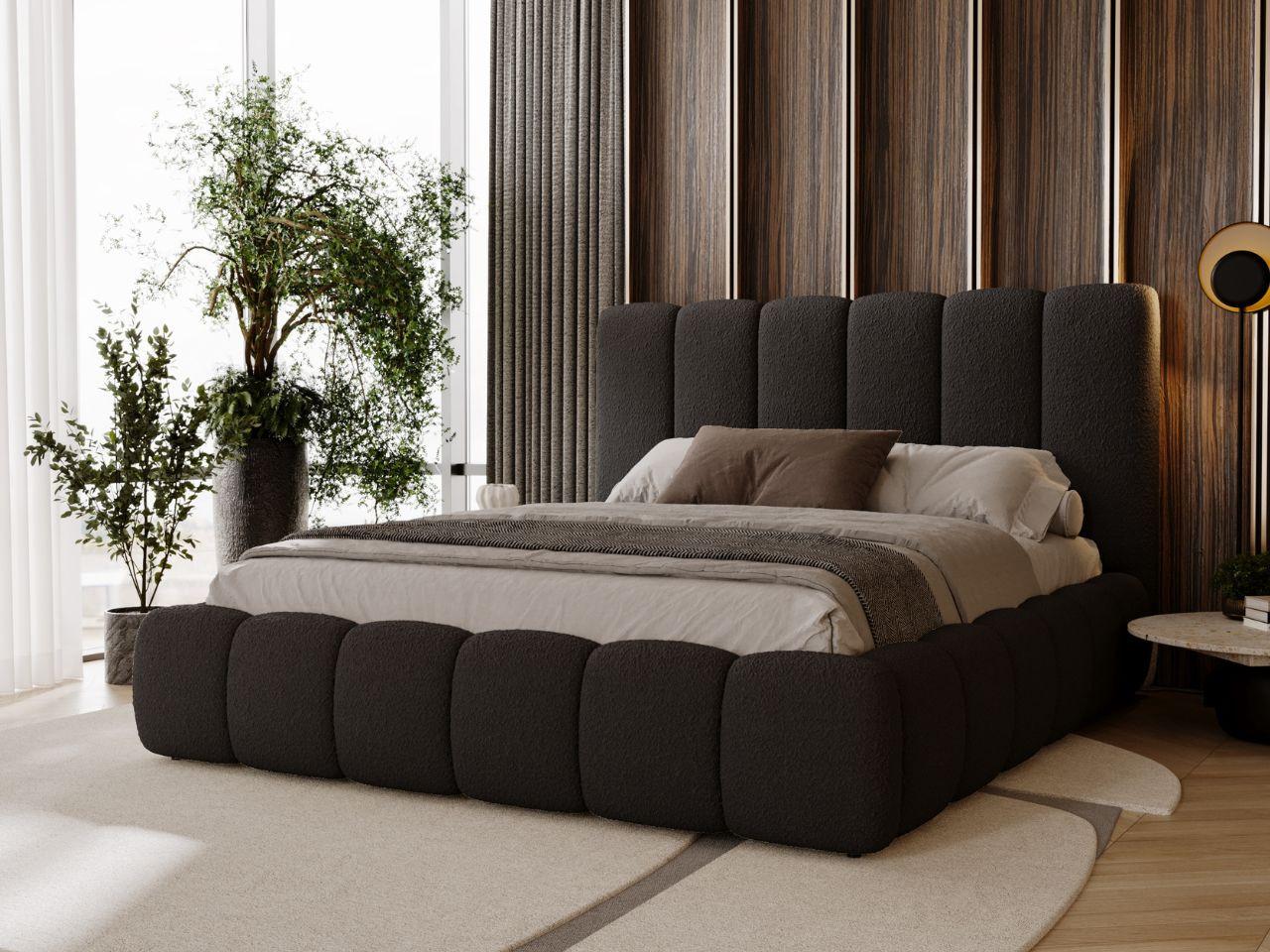 POLSTERBETT Imperial 140x200 Bouclé-Stoff Schwarz Textil Graingold Möbel > Betten > Polsterbetten Schwarz