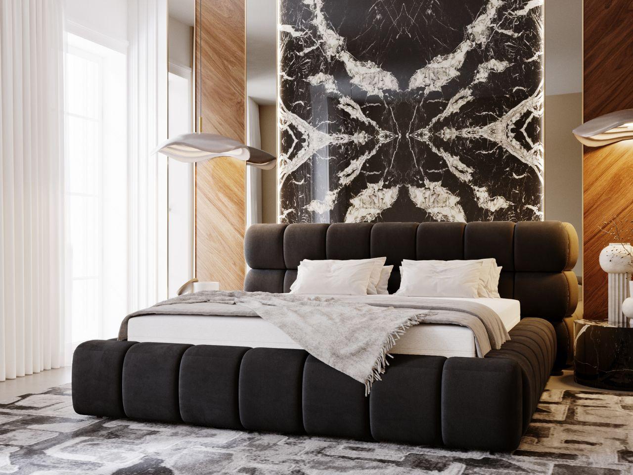 wohnli-moebel-suche-800001002383-1 POLSTERBETT Mellow 180x200 Schwarz Textil Graingold Möbel > Betten > Polsterbetten Schwarz