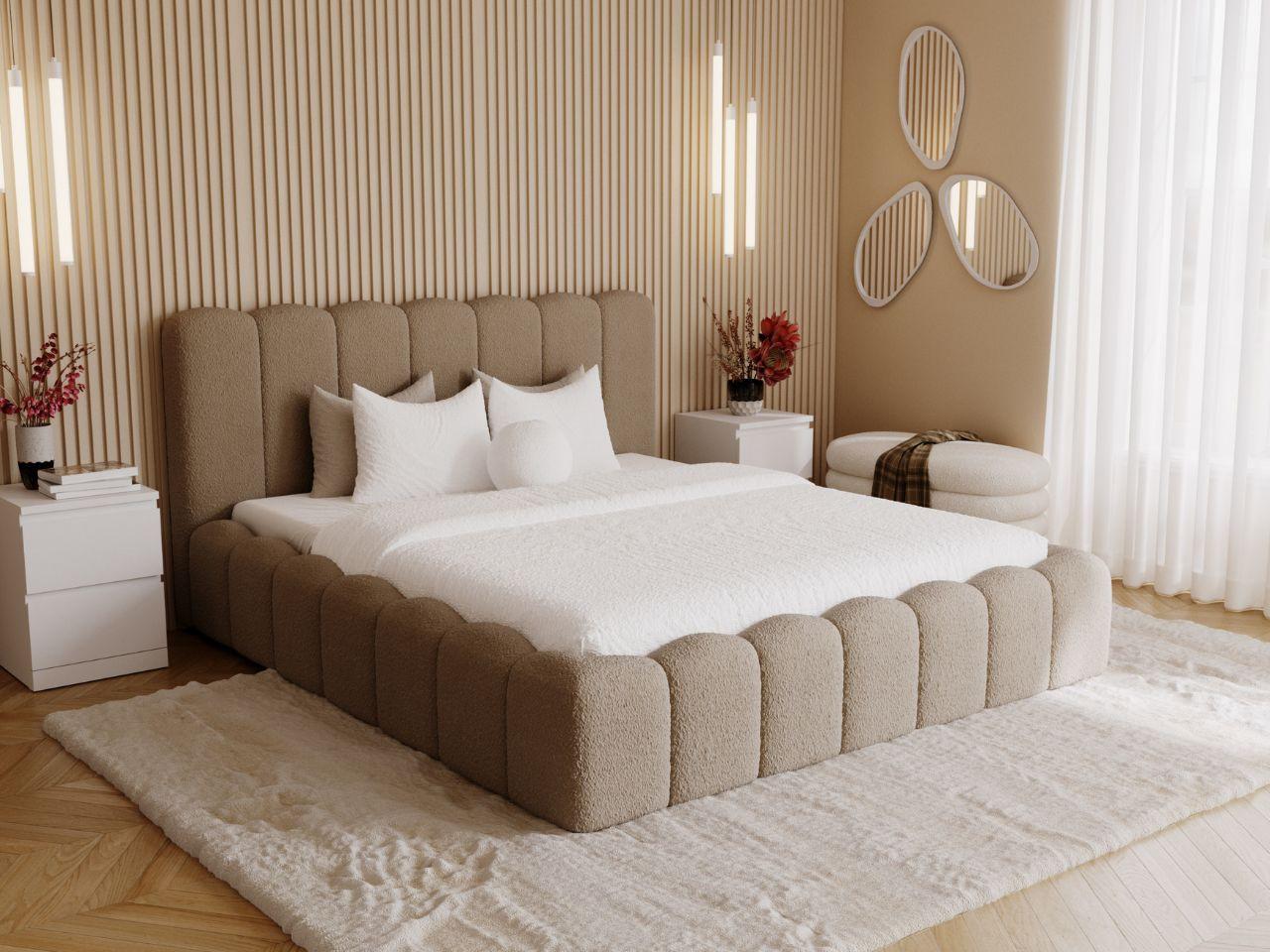 wohnli-moebel-suche-800001002537-1 POLSTERBETT Smile 140x200 Bouclé-Stoff Braun Textil Graingold Möbel > Betten > Polsterbetten Braun