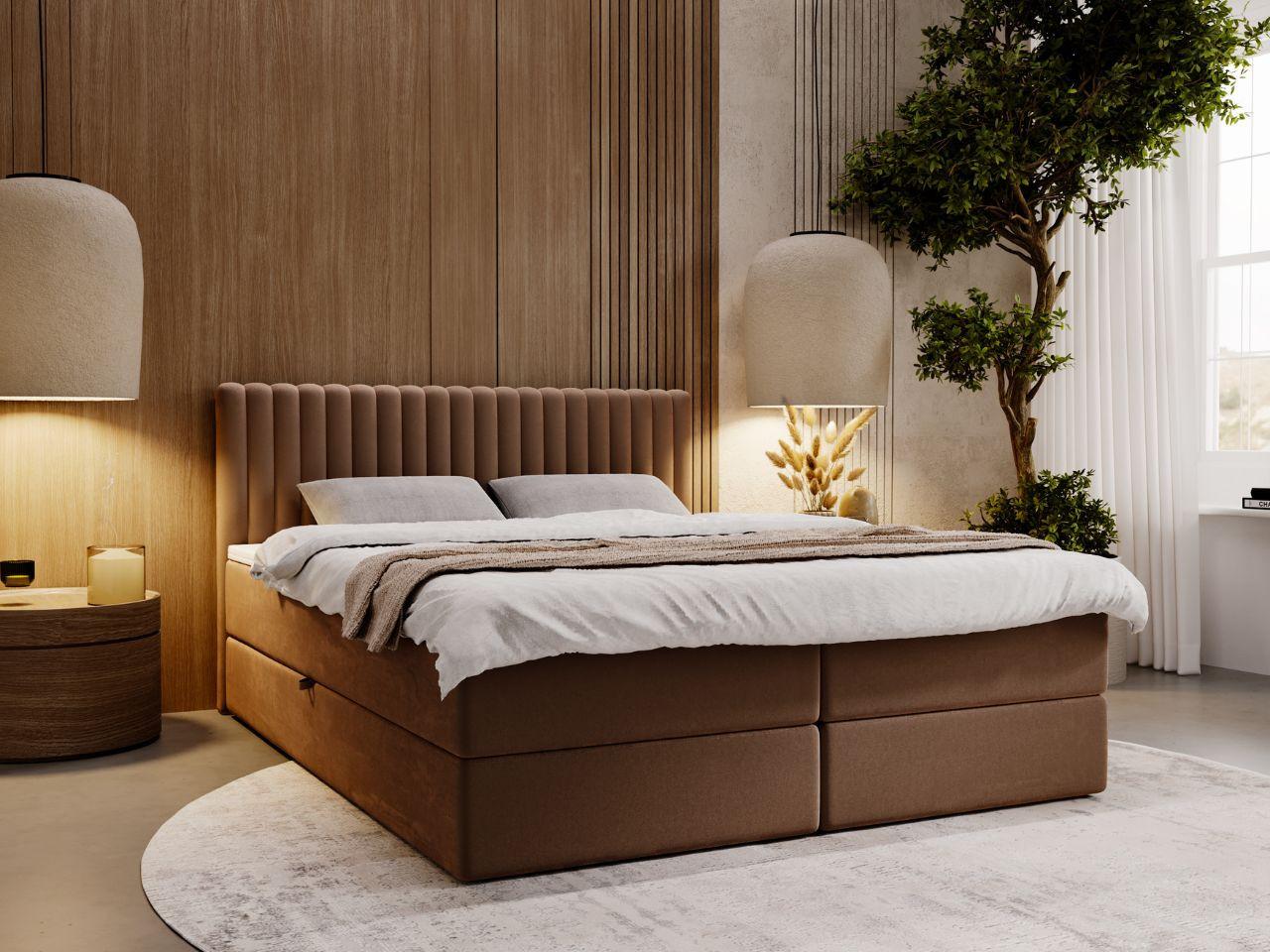 wohnli-moebel-suche-800001004587-1 BOXBETT Marbella 200x200 Braun Textil Graingold Möbel > Betten > Boxspringbetten Braun