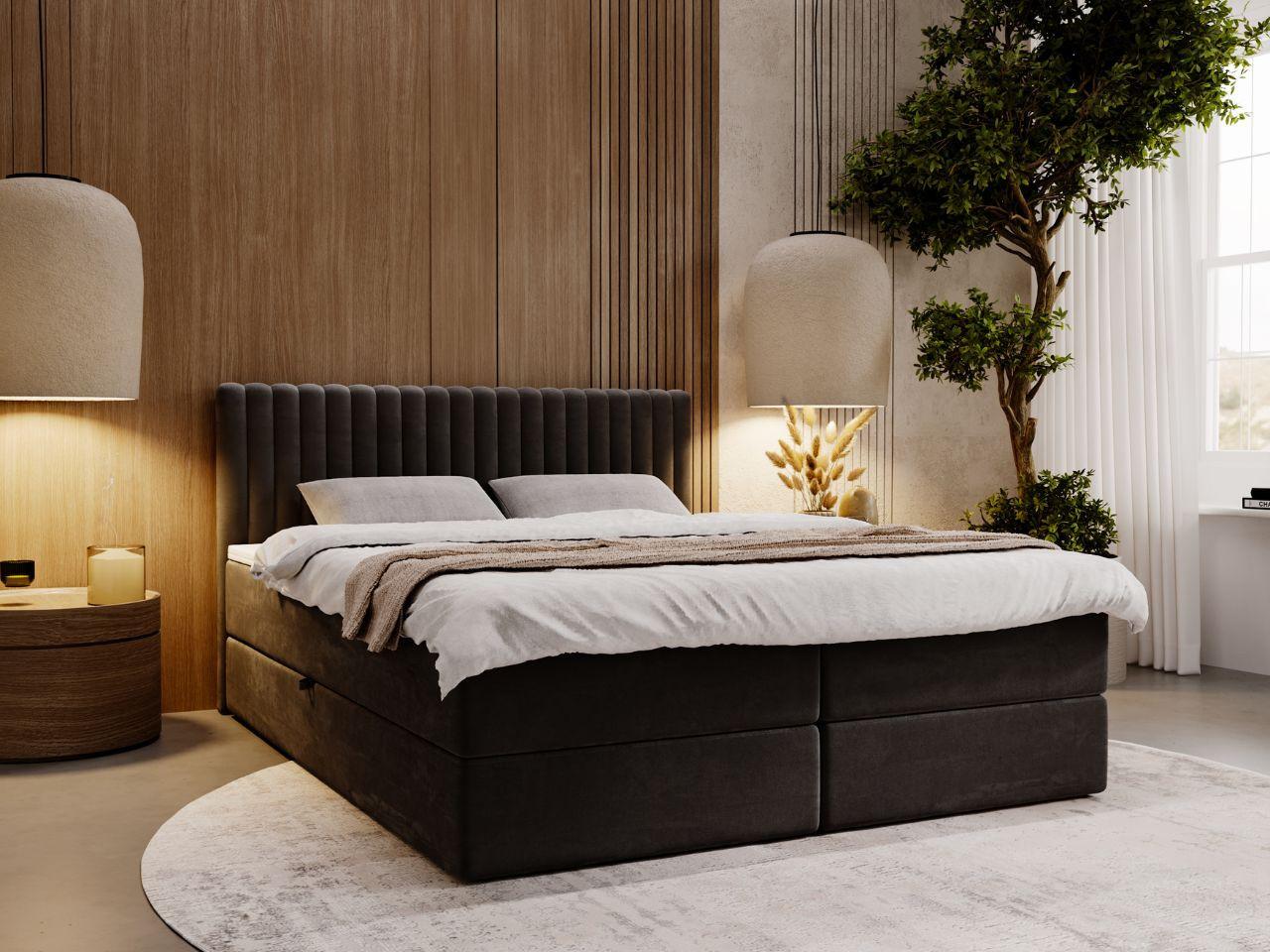 wohnli-moebel-suche-800001004598-1 BOXBETT Marbella 200x200 Anthracite Textil Graingold Möbel > Betten > Boxspringbetten Anthrazit