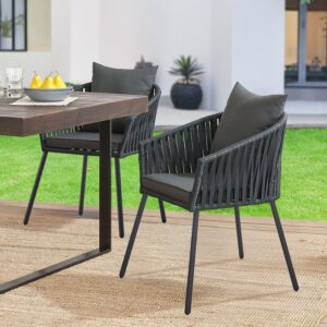 wohnli-moebel-suche-800001005625-1 GARTENSTUHL Rope dunkelgrau inkl. Kissen (2er-Set) Metall Juskys Garten & Outdoor > Gartenmöbel > Gartenstühle Grau