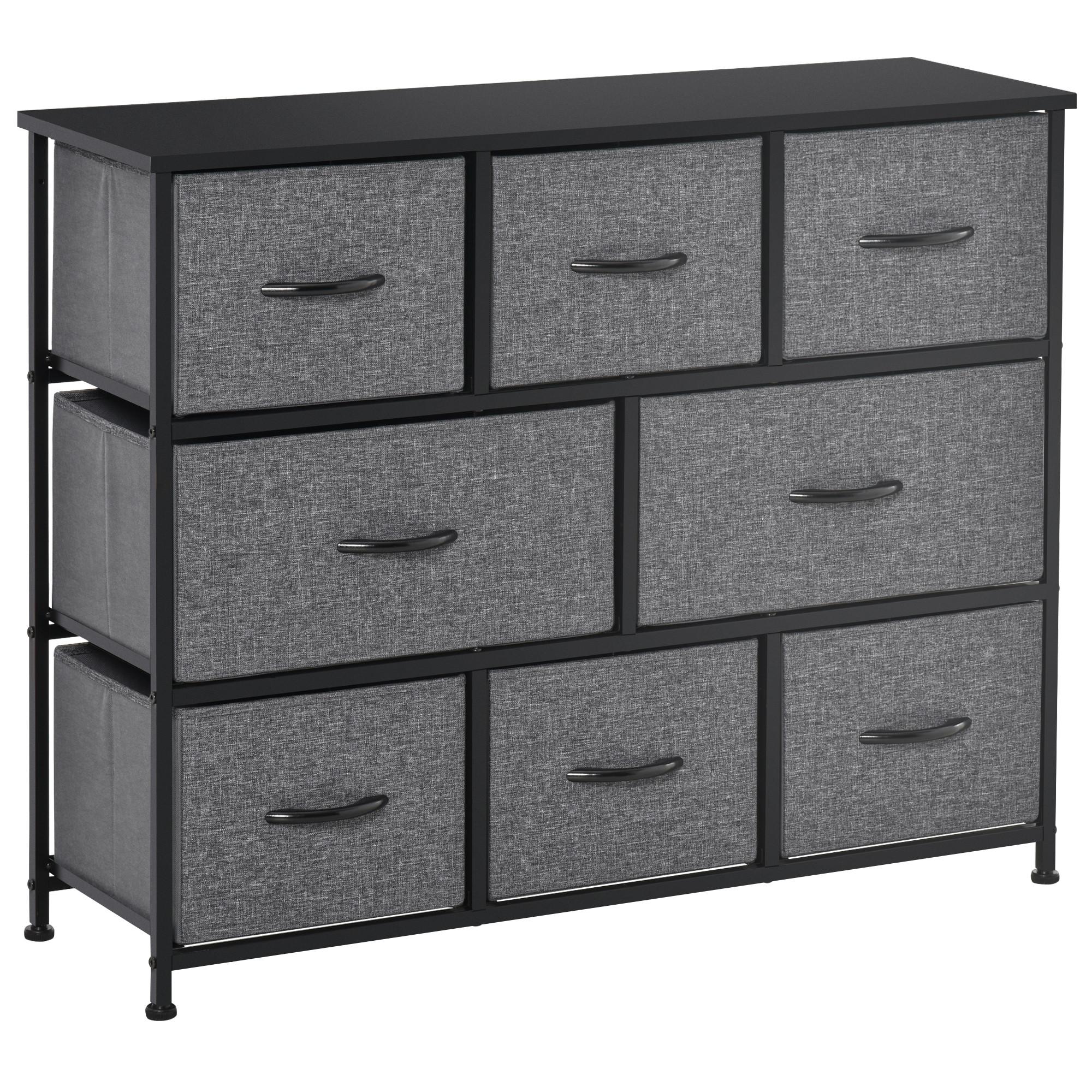 Wohnli Möbelsuche - KOMMODE mit 8 Schubladen aus Stoff Modern-Design Dunkelgrau
