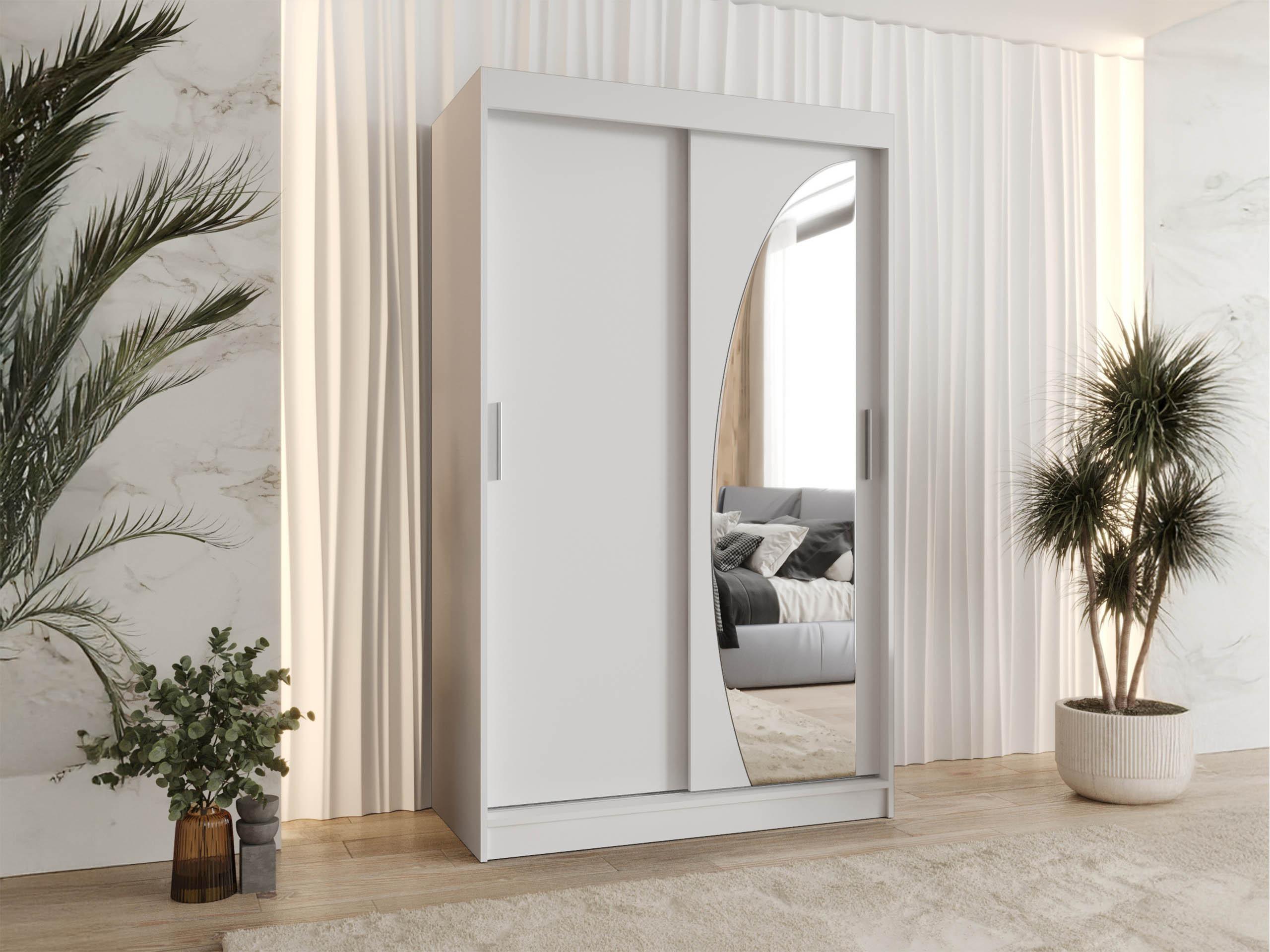 SCHWEBETÜRENSCHRANK Wika 120 cm Holzwerkstoff MIRJAN24 Möbel > Schränke > Kleiderschränke > Schwebetürenschränke Weiß