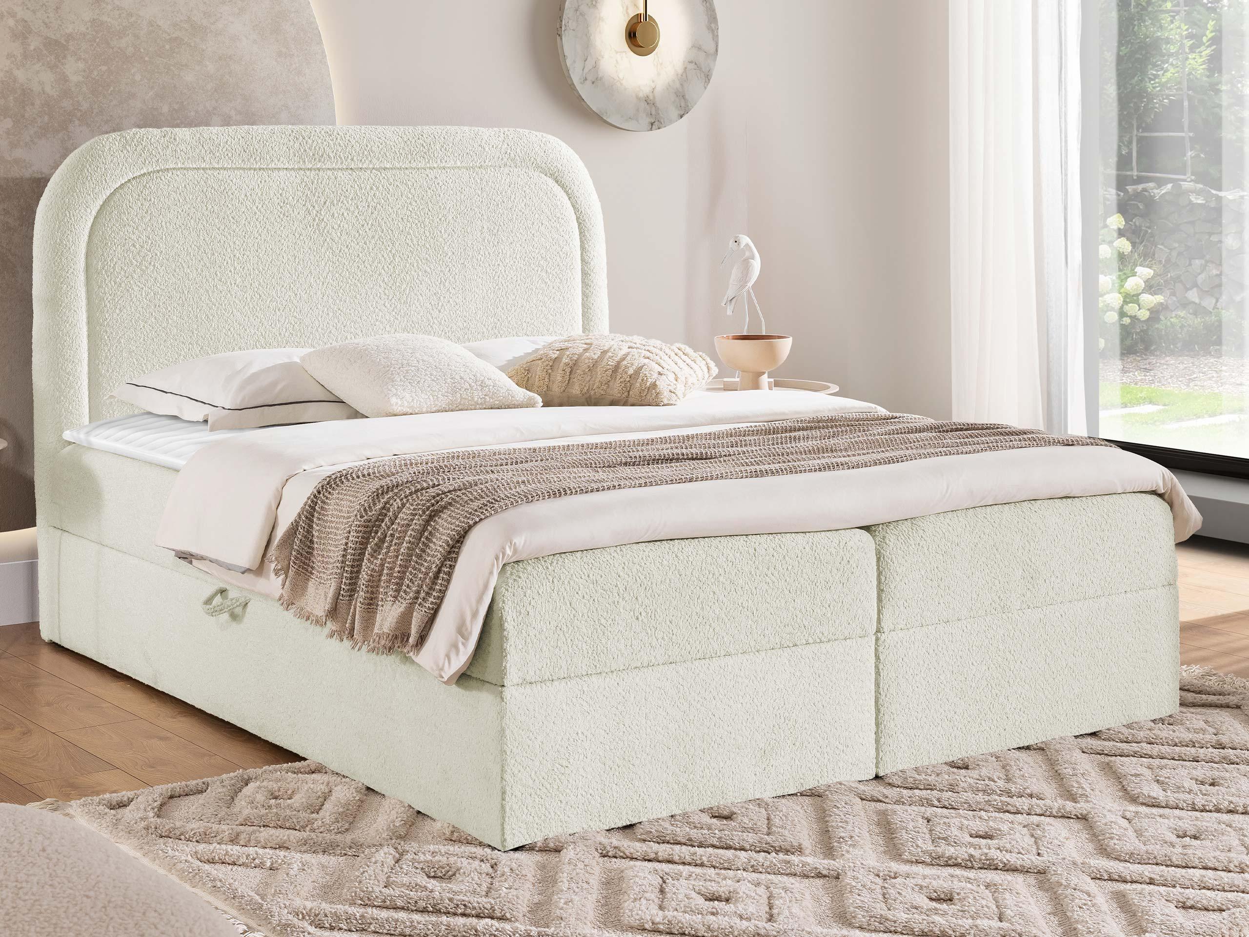 BOXBETT Bonito - H3 Textil MIRJAN24 Möbel > Betten > Boxspringbetten Weiß