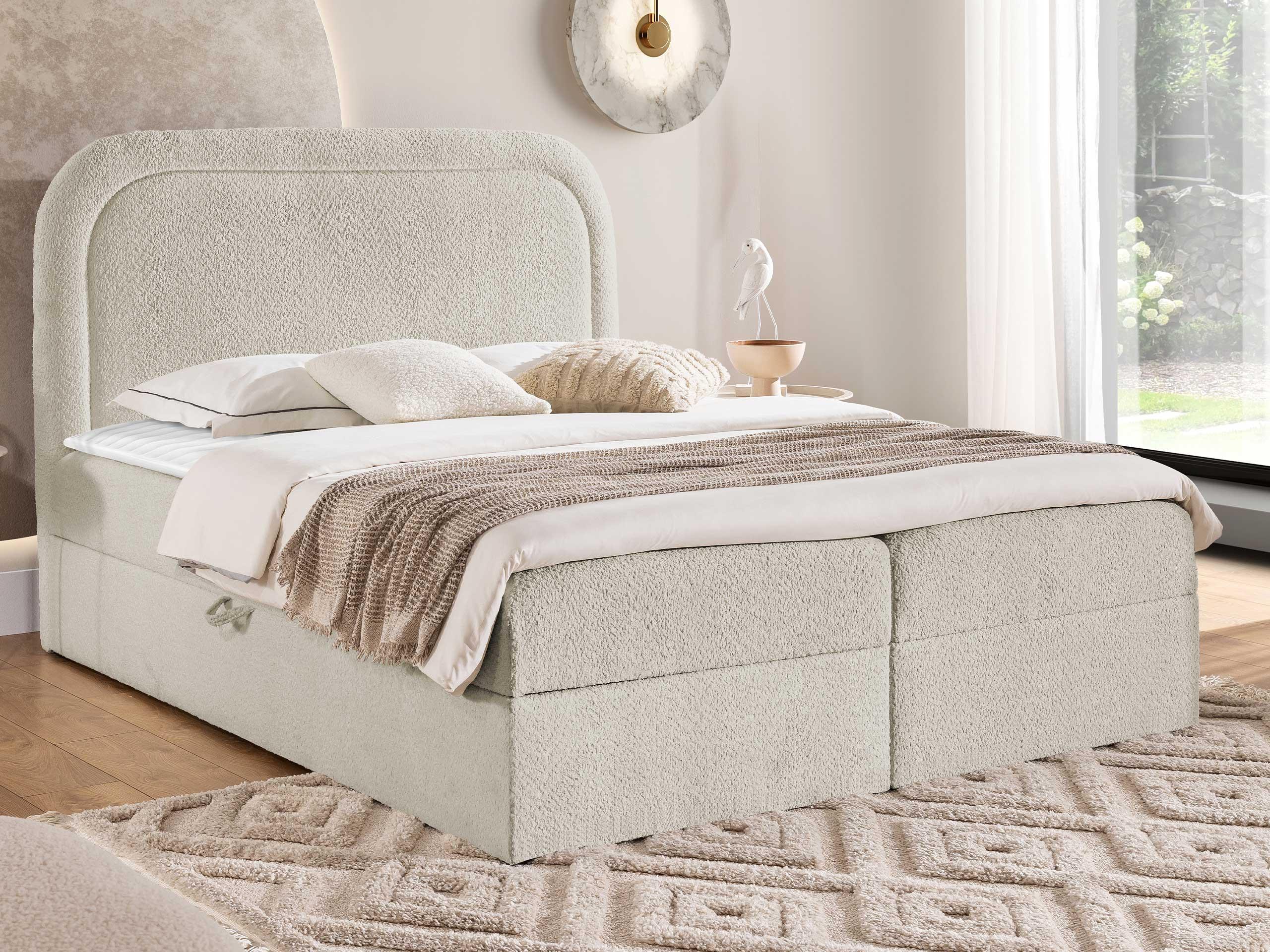 BOXBETT Bonito - H3 Textil MIRJAN24 Möbel > Betten > Boxspringbetten Beige
