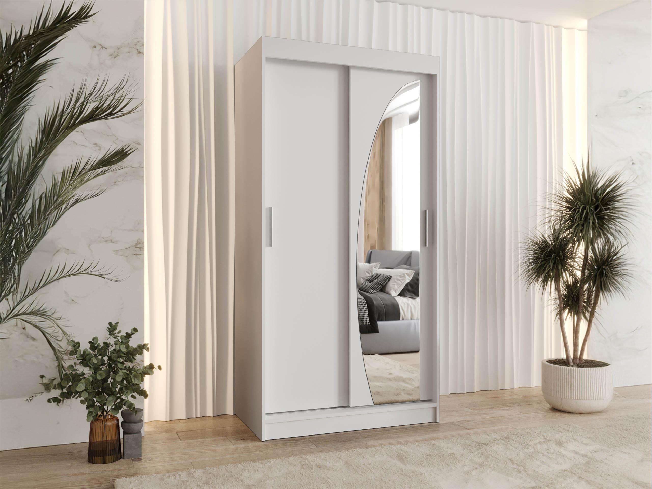 SCHWEBETÜRENSCHRANK Wika 100 cm mit Schubladen Holzwerkstoff MIRJAN24 Möbel > Schränke > Kleiderschränke > Schwebetürenschränke Weiß