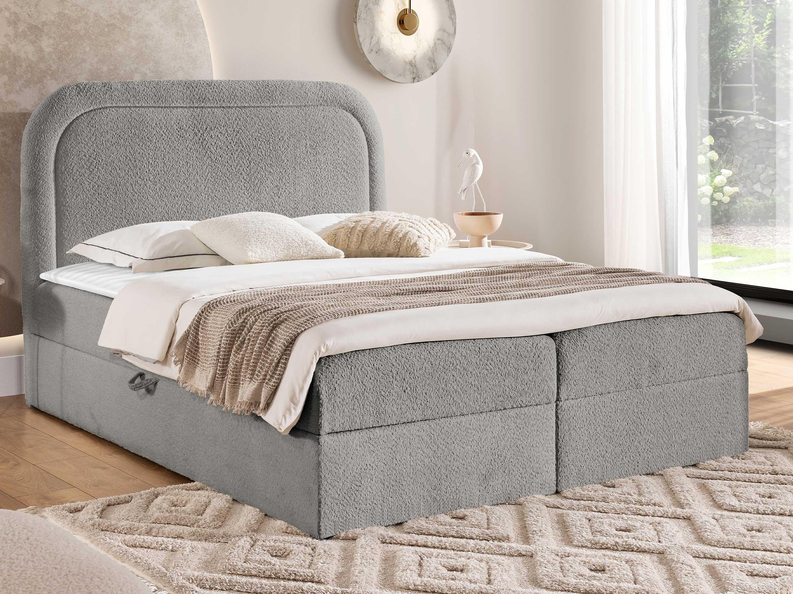 BOXBETT Bonito - H3 Textil MIRJAN24 Möbel > Betten > Boxspringbetten Grau