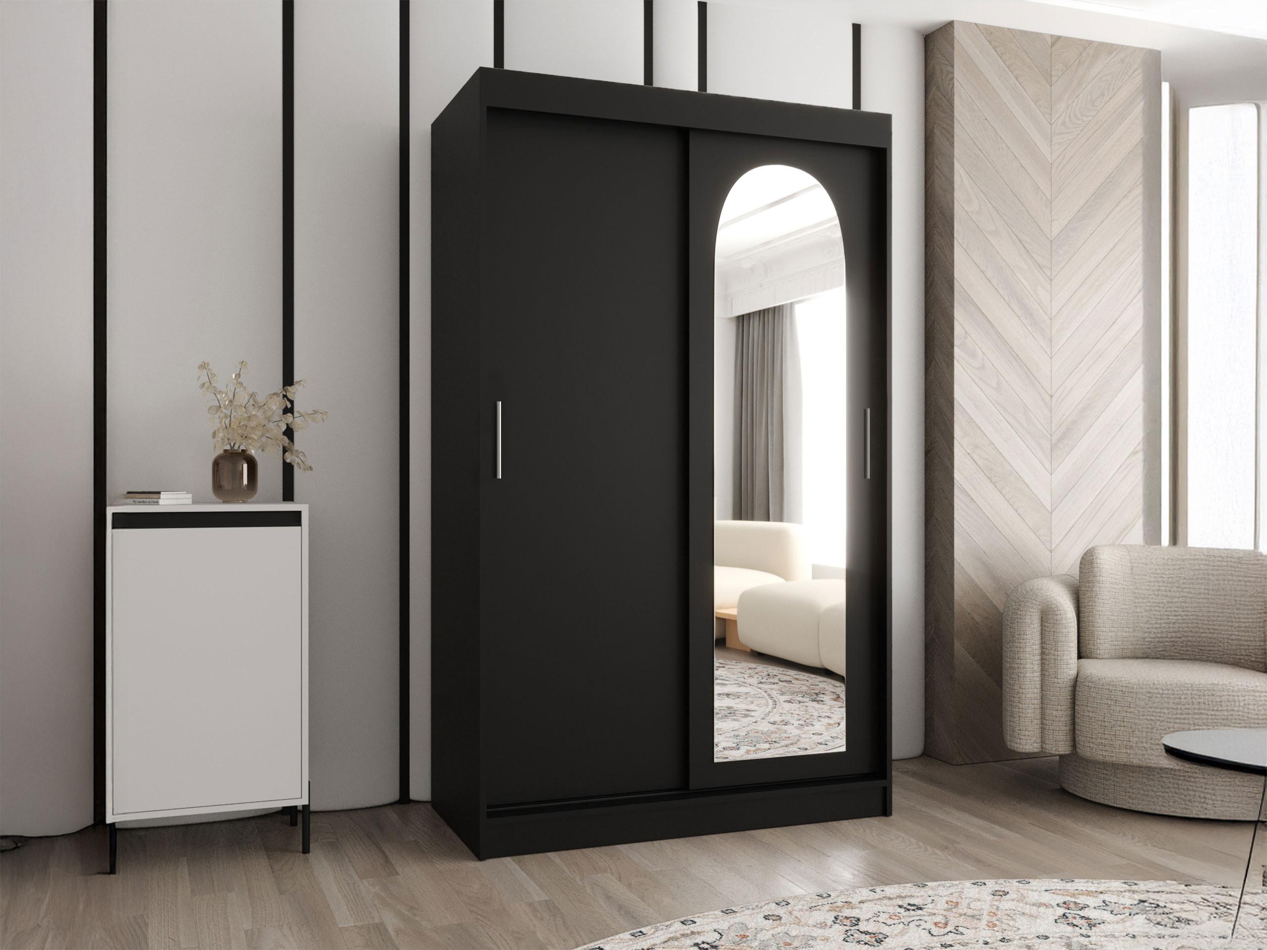 SCHWEBETÜRENSCHRANK Selfie 120 cm Holzwerkstoff MIRJAN24 Möbel > Schränke > Kleiderschränke > Schwebetürenschränke Schwarz