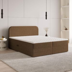 wohnli-moebel-suche-800001012114-1 BOXBETT ARMEL 180x200 cm mit Matratze und Topper - Braun Holz MASSENO Möbel > Betten > Boxspringbetten Braun