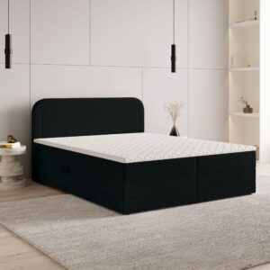 wohnli-moebel-suche-800001012136-1 BOXBETT ARMEL 160x200 cm mit Matratze und Topper - Schwarz Holz MASSENO Möbel > Betten > Boxspringbetten Schwarz