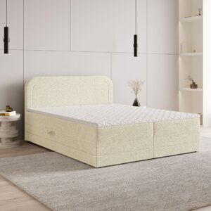 wohnli-moebel-suche-800001012153-1 BOXBETT ARMEL 180x200 cm mit Matratze und Topper - Creme Holz MASSENO Möbel > Betten > Boxspringbetten Weiß