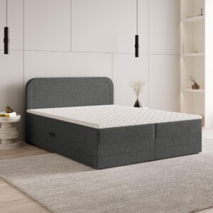 wohnli-moebel-suche-800001012207-1 BOXBETT ARMEL 160x200 cm mit Matratze und Topper - Grau Holz MASSENO Möbel > Betten > Boxspringbetten Grau