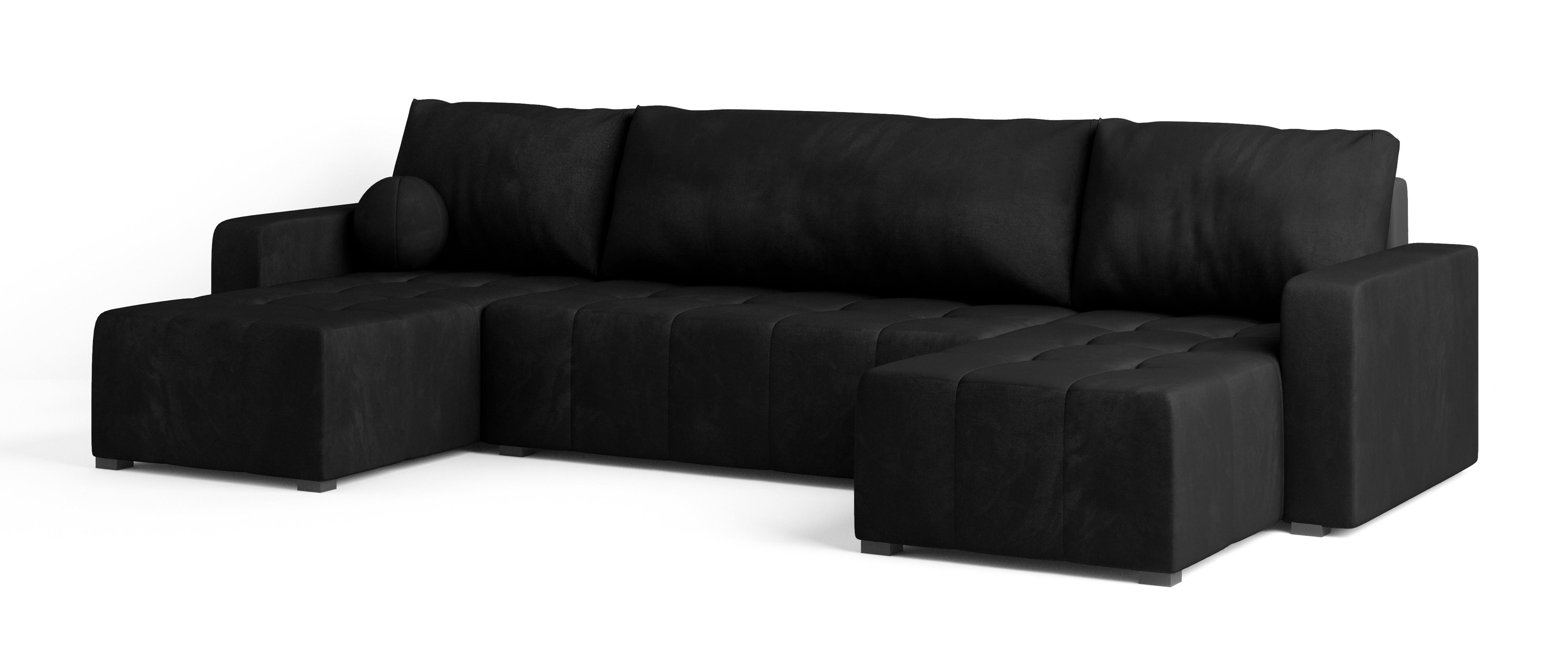 wohnli-moebel-suche-800001012215 Wohnli Möbelsuche - WOHNLANDSCHAFT TOLARI Schwarz Plüsch-Stoff mit Schlaffunktion