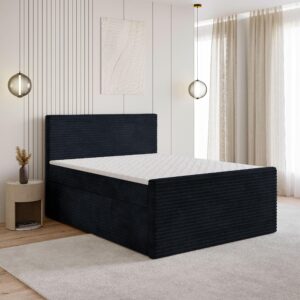 wohnli-moebel-suche-800001012218-1 BOXBETT NOLEN 160x200 cm mit Matratze und Topper - Schwarz Holz MASSENO Möbel > Betten > Boxspringbetten Schwarz