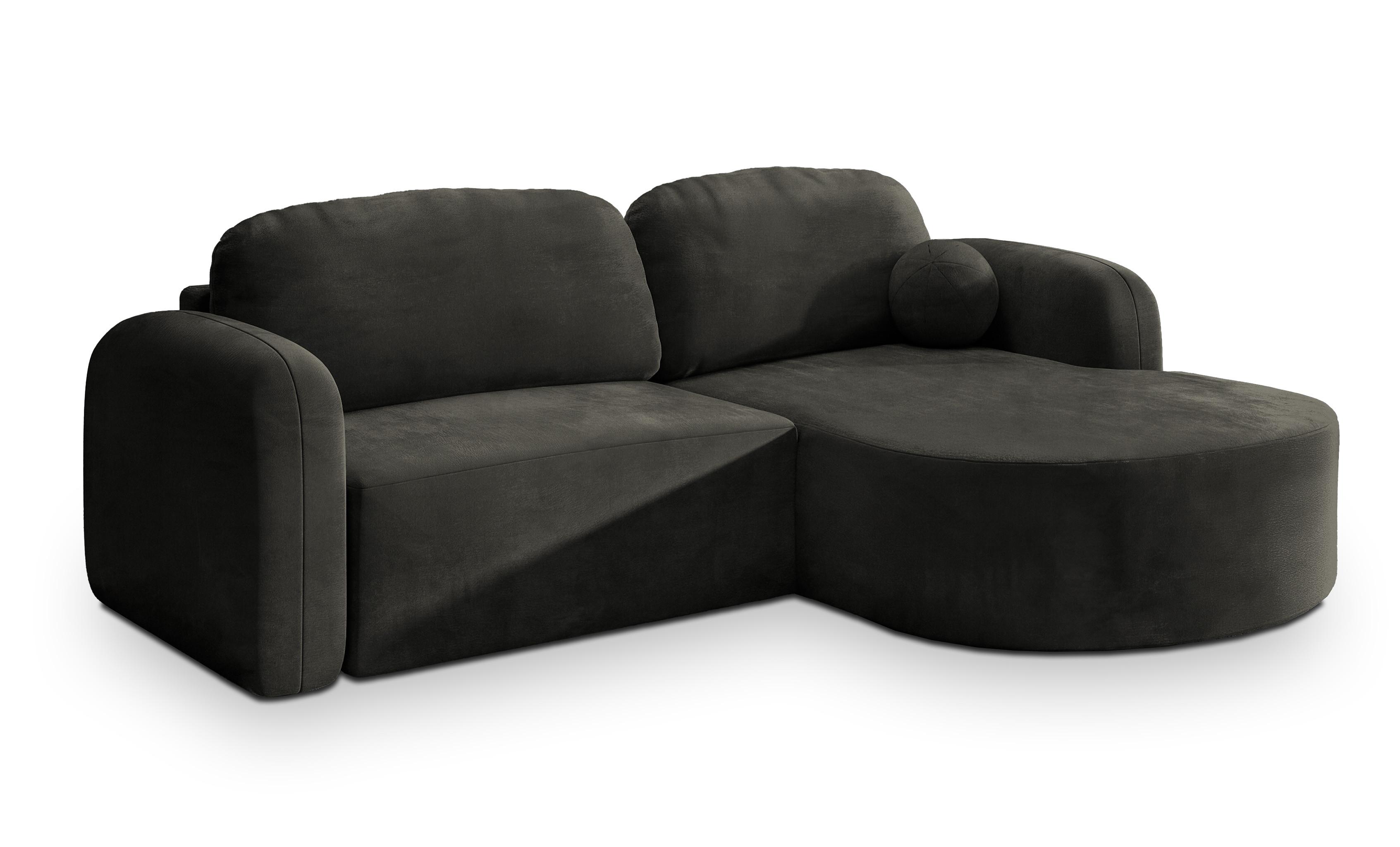 Wohnli Möbelsuche - ECKSOFA AMILIA M R-S Schwarz Velours-Stoff mit Schlaffunktion