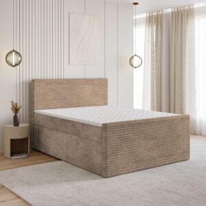 wohnli-moebel-suche-800001012271-1 BOXBETT NOLEN 180x200 cm mit Matratze und Topper - Beige Holz MASSENO Möbel > Betten > Boxspringbetten Beige