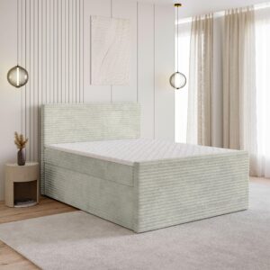 wohnli-moebel-suche-800001012284-1 BOXBETT NOLEN 140x200 cm mit Matratze und Topper - Hellgrau Holz MASSENO Möbel > Betten > Boxspringbetten Grau