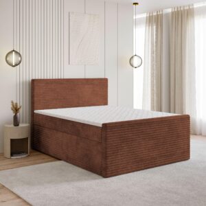 wohnli-moebel-suche-800001012303-1 BOXBETT NOLEN 180x200 cm mit Matratze und Topper - Braun Holz MASSENO Möbel > Betten > Boxspringbetten Braun