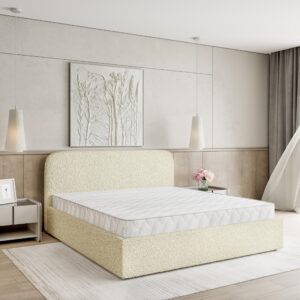 wohnli-moebel-suche-800001012329-1 POLSTERBETT RENIVE 160x200 cm mit Bettkästen - Creme Holz MASSENO Möbel > Betten > Polsterbetten Weiß