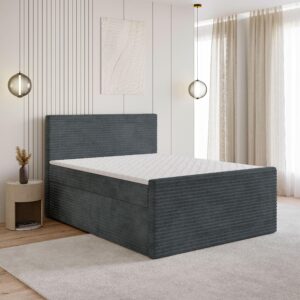 wohnli-moebel-suche-800001012345-1 BOXBETT NOLEN 140x200 cm mit Matratze und Topper - Grau Holz MASSENO Möbel > Betten > Boxspringbetten Grau