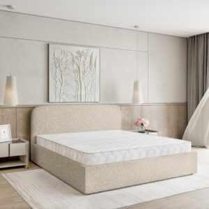 POLSTERBETT RENIVE 180x200 cm mit Bettkästen - Beige Holz MASSENO Möbel > Betten > Polsterbetten Beige