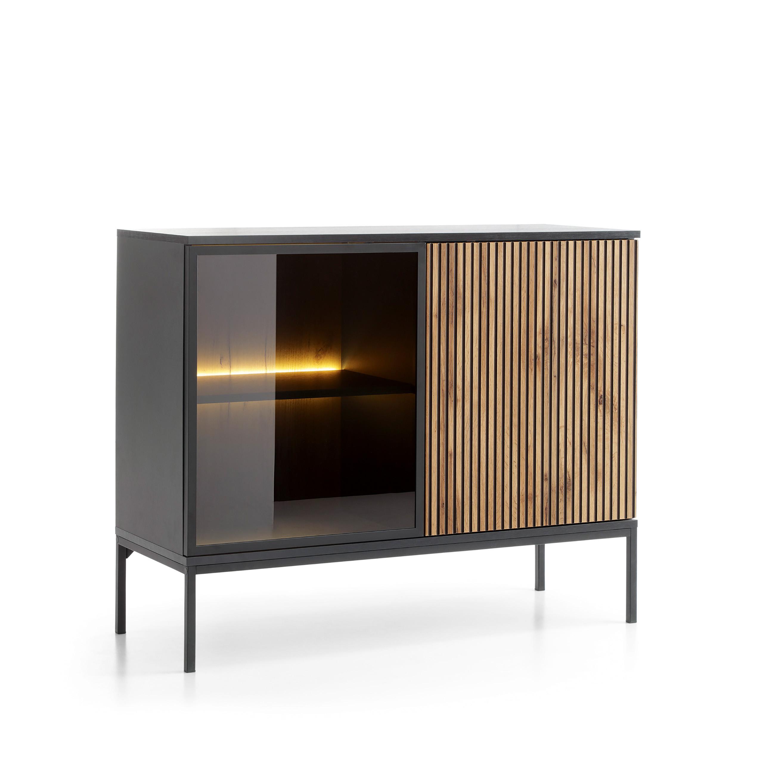 wohnli-moebel-suche-800001012404 Wohnli Möbelsuche - KOMMODE SENTIERO 104/83/39 cm mit LED 2 Türen Schwarz