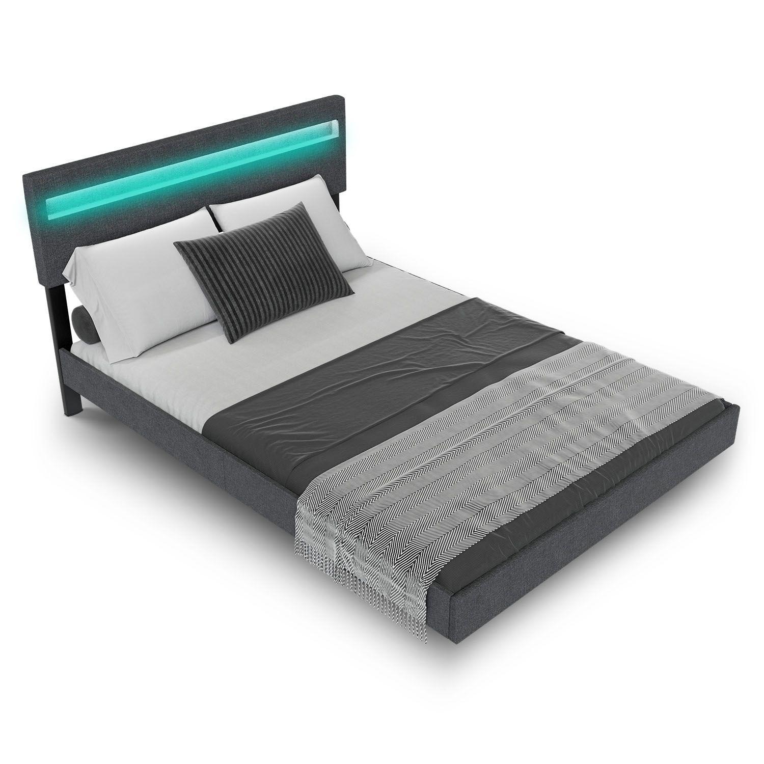 wohnli-moebel-suche-800001013010 Wohnli Möbelsuche - SCHWEBEBETT Lissabon Dunkelgrau 140/200 cm Leinen