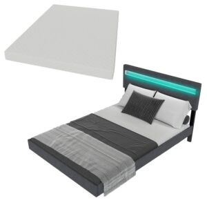 wohnli-moebel-suche-800001013027 Wohnli Möbelsuche - SCHWEBEBETT Lissabon Dunkelgrau 140/200 cm Leinen mit Matratze