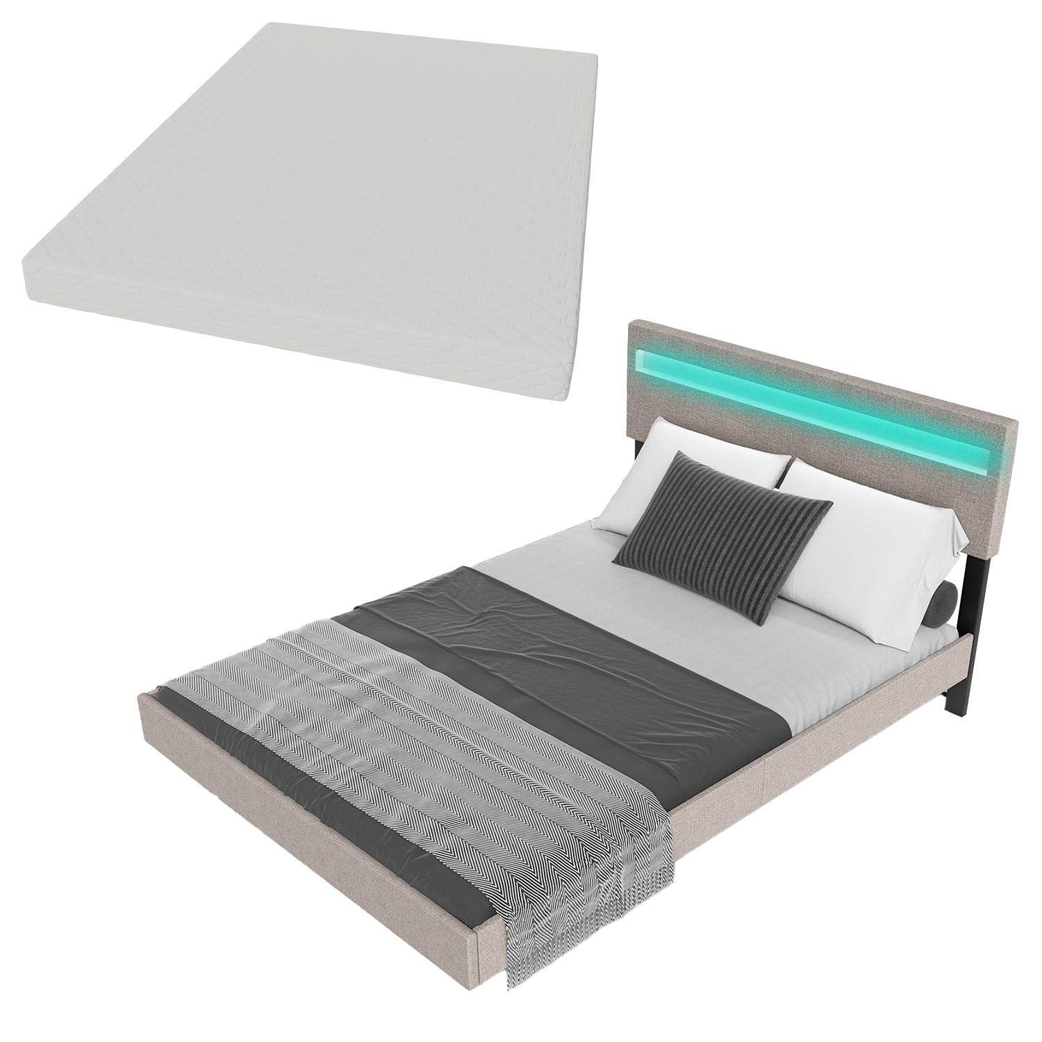 wohnli-moebel-suche-800001013031 Wohnli Möbelsuche - SCHWEBEBETT Lissabon Beige 140/200 cm Leinen mit Matratze