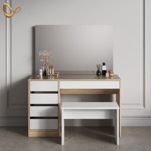 wohnli-moebel-suche-800001014293-1 SCHMINKTISCH Imola Weiß/Sonoma 120 cm mit Bank Holzwerkstoff Livinity® Möbel > Tische > Schminktische Weiß