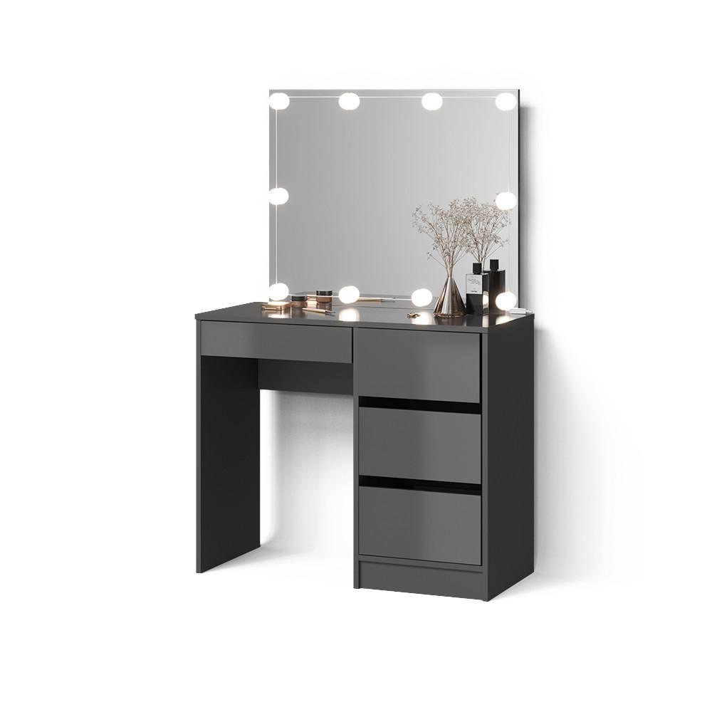 Wohnli Möbelsuche - SCHMINKTISCH Imola Anthrazit 90 cm mit Spiegel & LED-Beleuchtung