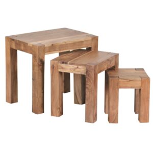 Wohnli Möbelsuche - BEISTELLTISCH 3er Set Massivholz Landhausstil MUMBAI