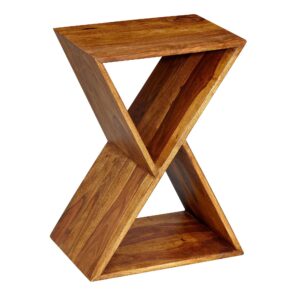Wohnli Möbelsuche - BEISTELLTISCH – Massivholz X-Form 43x60x30 cm mit Ablagen
